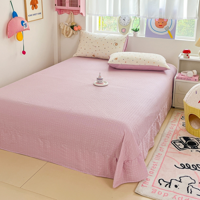 91家纺网 家纺一手货源 找家纺 利禾家纺 2026春夏新款泡芙纱简约夏被四件套夏凉被空调被 熊博士-简约