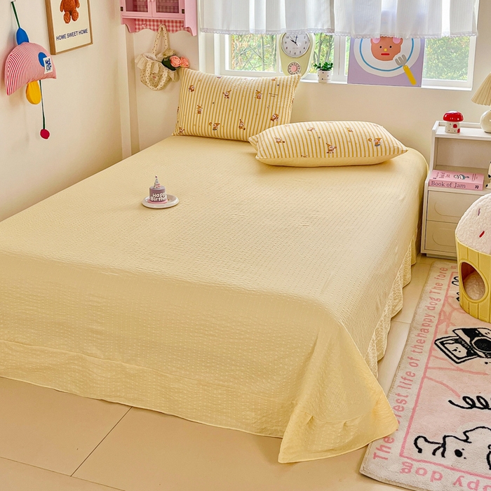 91家纺网 家纺一手货源 找家纺 利禾家纺 2026春夏新款泡芙纱简约夏被四件套夏凉被空调被 晚安星人-简约