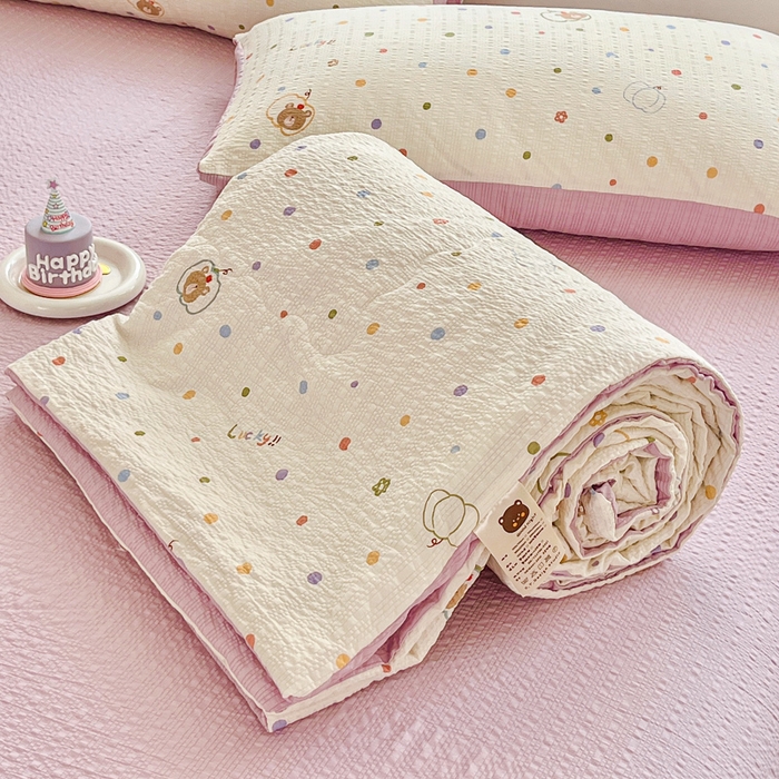 利禾家纺 2026春夏新款泡芙纱简约夏被四件套夏凉被空调被 熊博士-简约