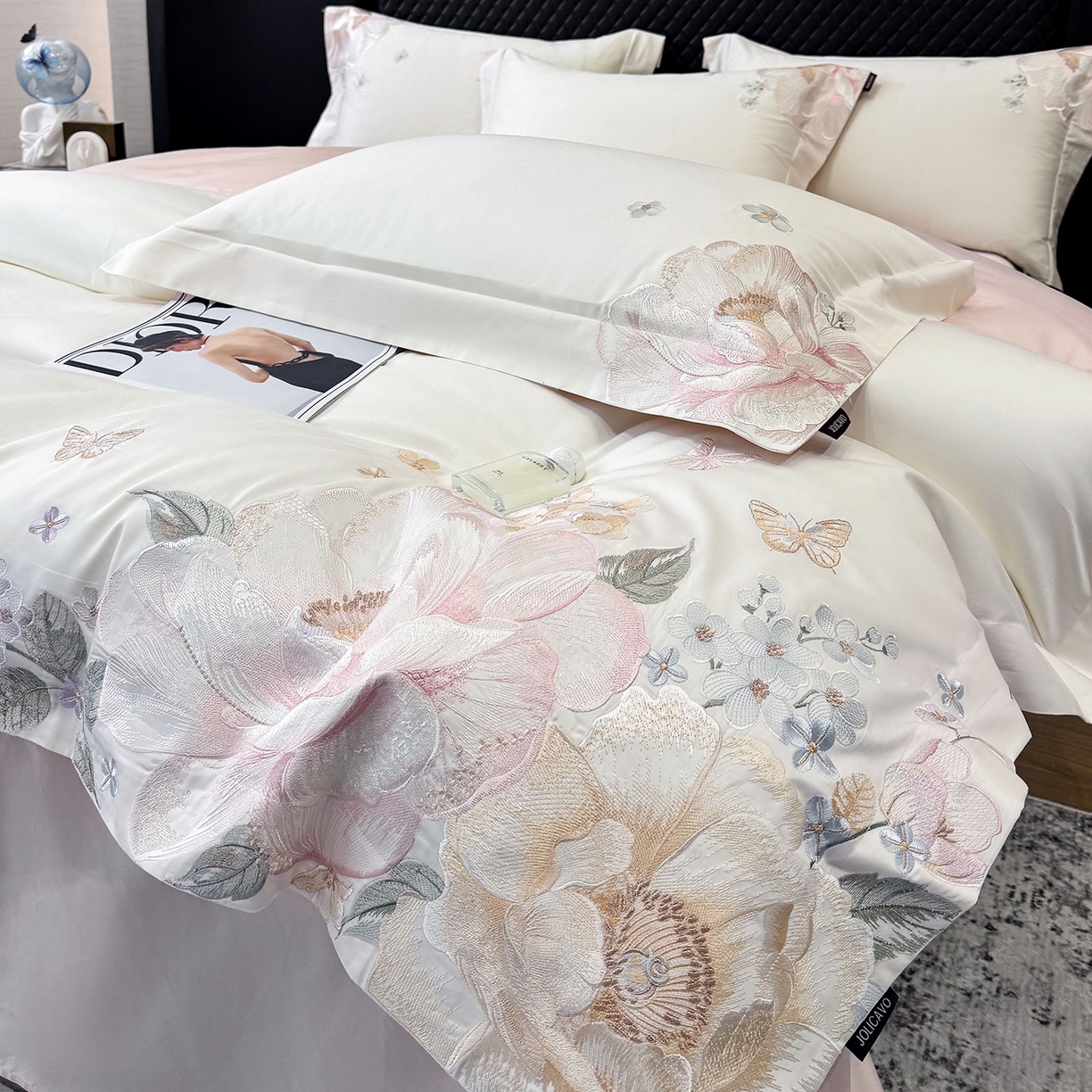 91家纺网 家纺一手货源 找家纺 （总）2026新品高档轻奢风100支贡缎长绒棉纯棉四件套全棉重工刺绣被套床单床笠新品四季款床上用品