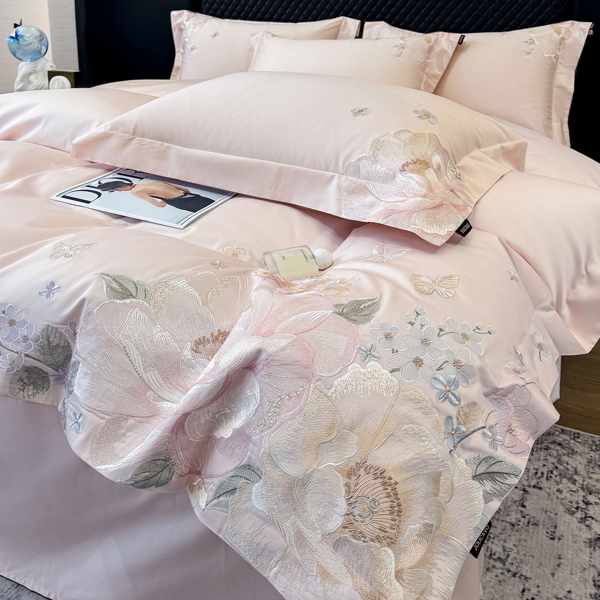 91家纺网 家纺一手货源 找家纺 （总）2026新品高档轻奢风100支贡缎长绒棉纯棉四件套全棉重工刺绣被套床单床笠新品四季款床上用品