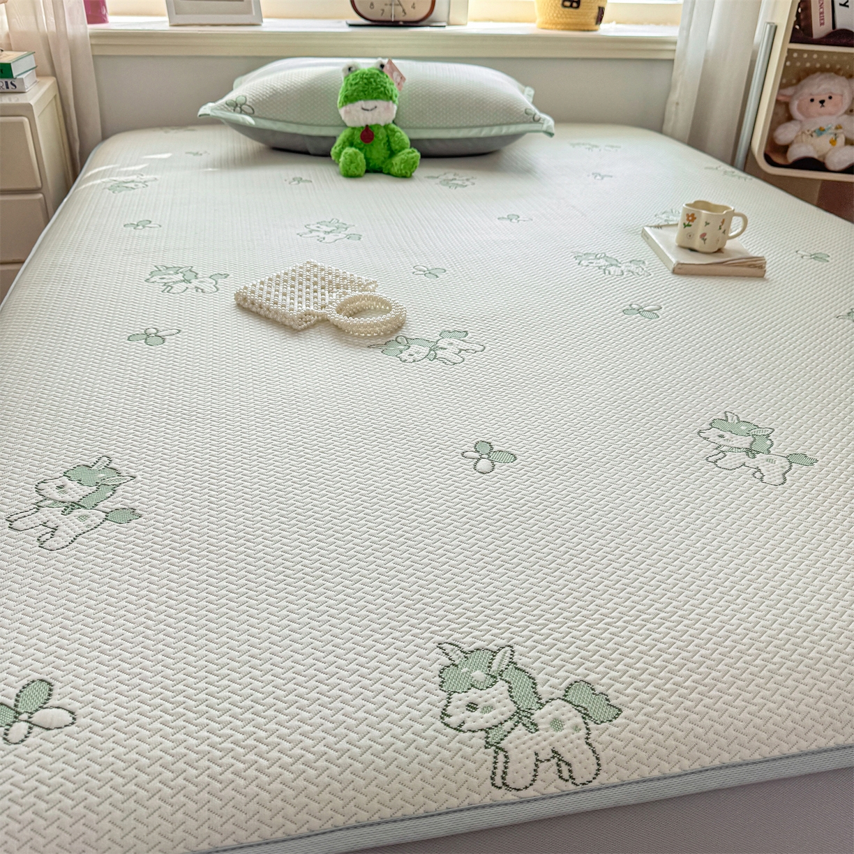 91家纺网 家纺一手货源 找家纺 源舍家纺 2026新款A类PE卡通凉席三件套小红书爆款可水洗空调软席凉感值超0.25萌驹小马床笠款系列 萌驹-薄荷