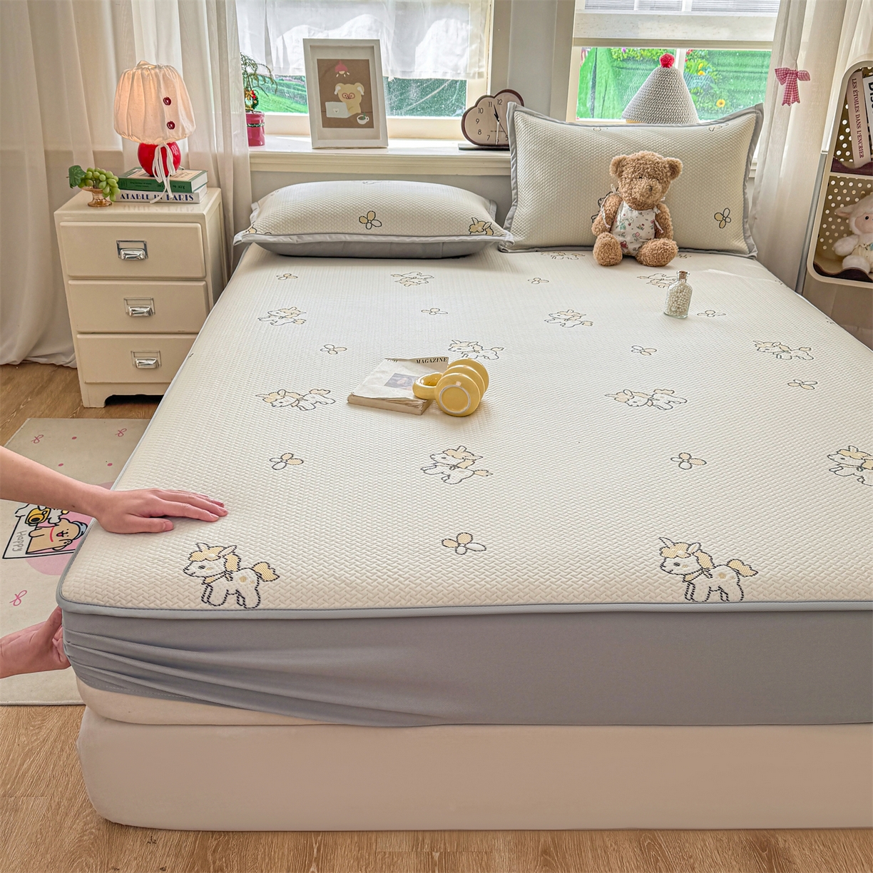 源舍家纺 2026新款A类PE卡通凉席三件套小红书爆款可水洗空调软席凉感值超0.25萌驹小马床笠款系列 萌驹-蜜团