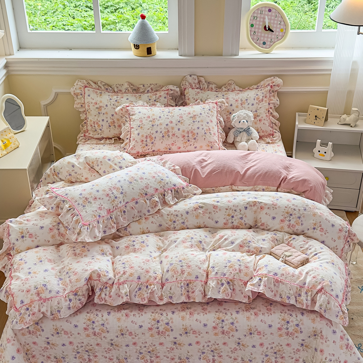 91家纺网 家纺一手货源 找家纺 （总）星光耀 2026春夏新品加厚皱皱纱床盖四件套系列