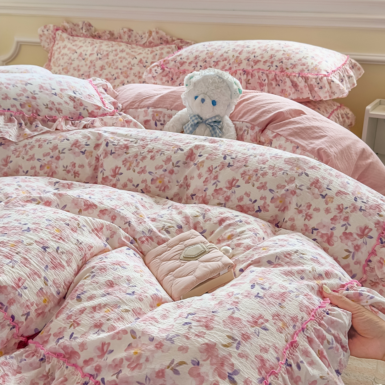 91家纺网 家纺一手货源 找家纺 （总）星光耀 2026春夏新品加厚皱皱纱床盖四件套系列