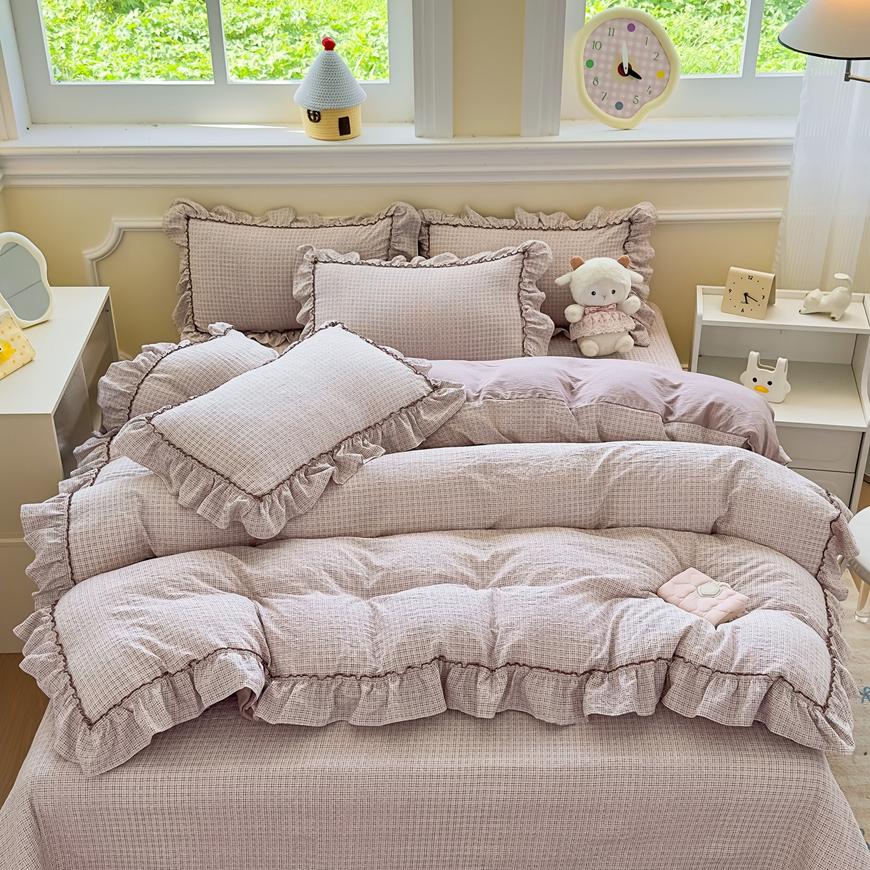 91家纺网 家纺一手货源 找家纺 （总）星光耀 2026春夏新品加厚皱皱纱床盖四件套系列