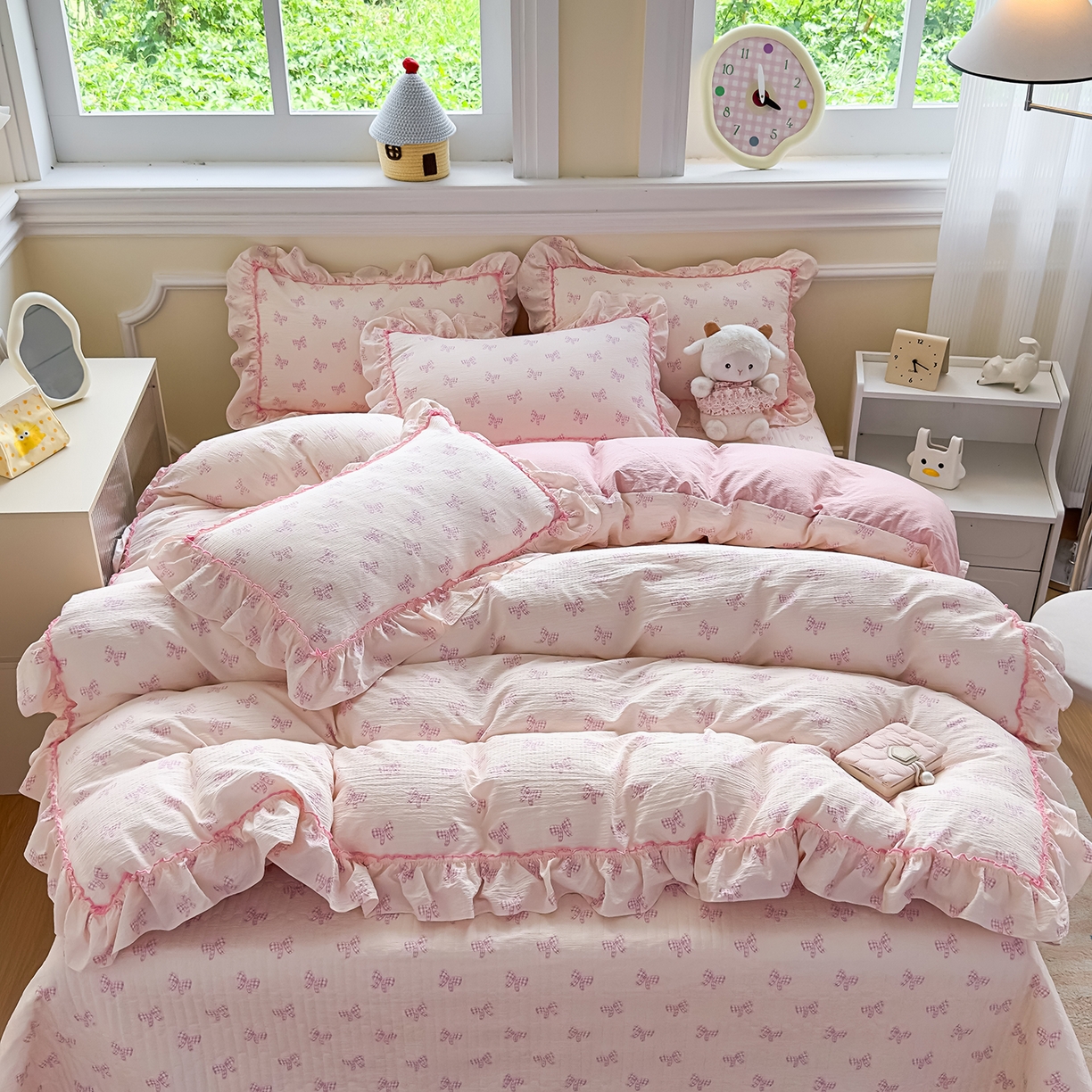 91家纺网 家纺一手货源 找家纺 （总）星光耀 2026春夏新品加厚皱皱纱床盖四件套系列