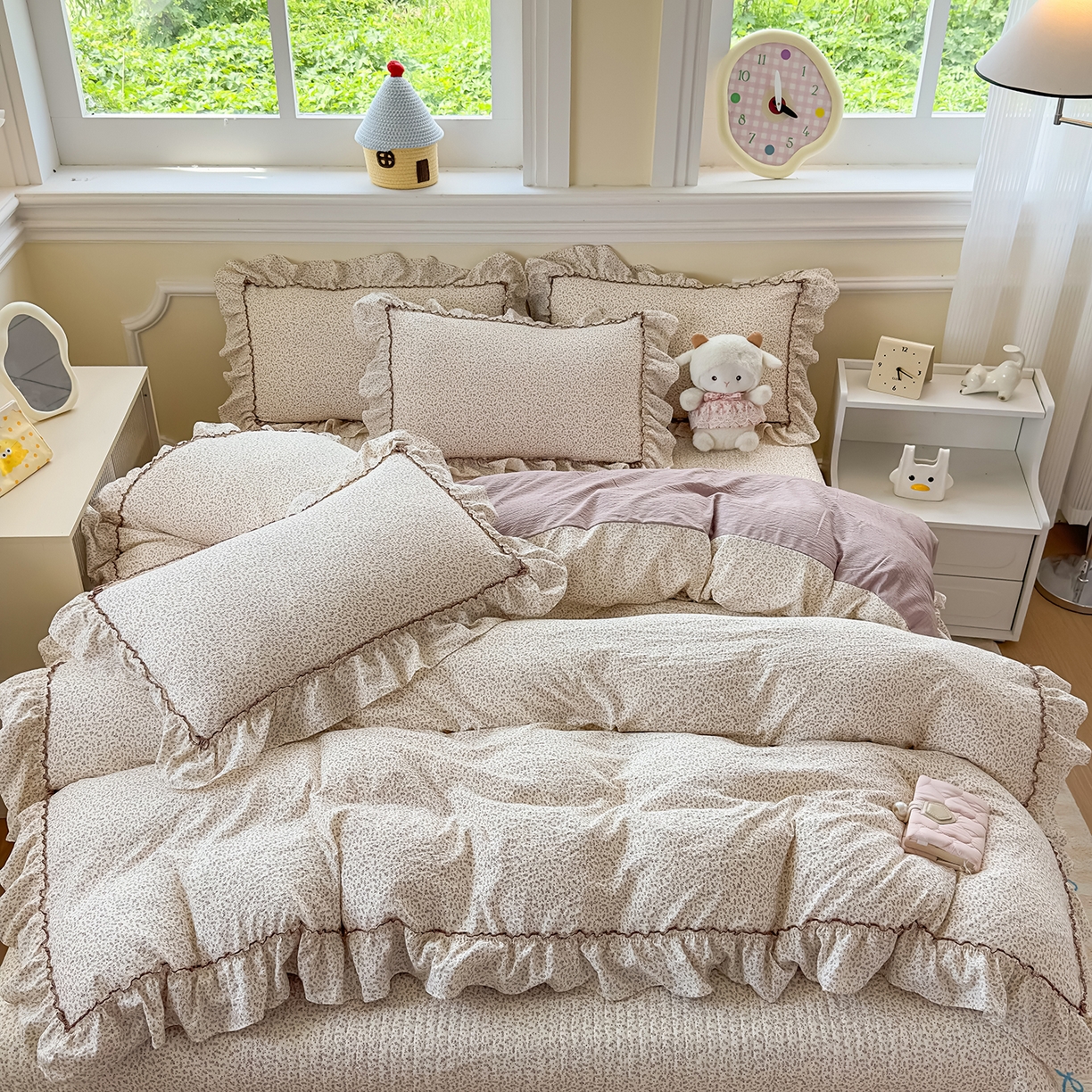 91家纺网 家纺一手货源 找家纺 （总）星光耀 2026春夏新品加厚皱皱纱床盖四件套系列