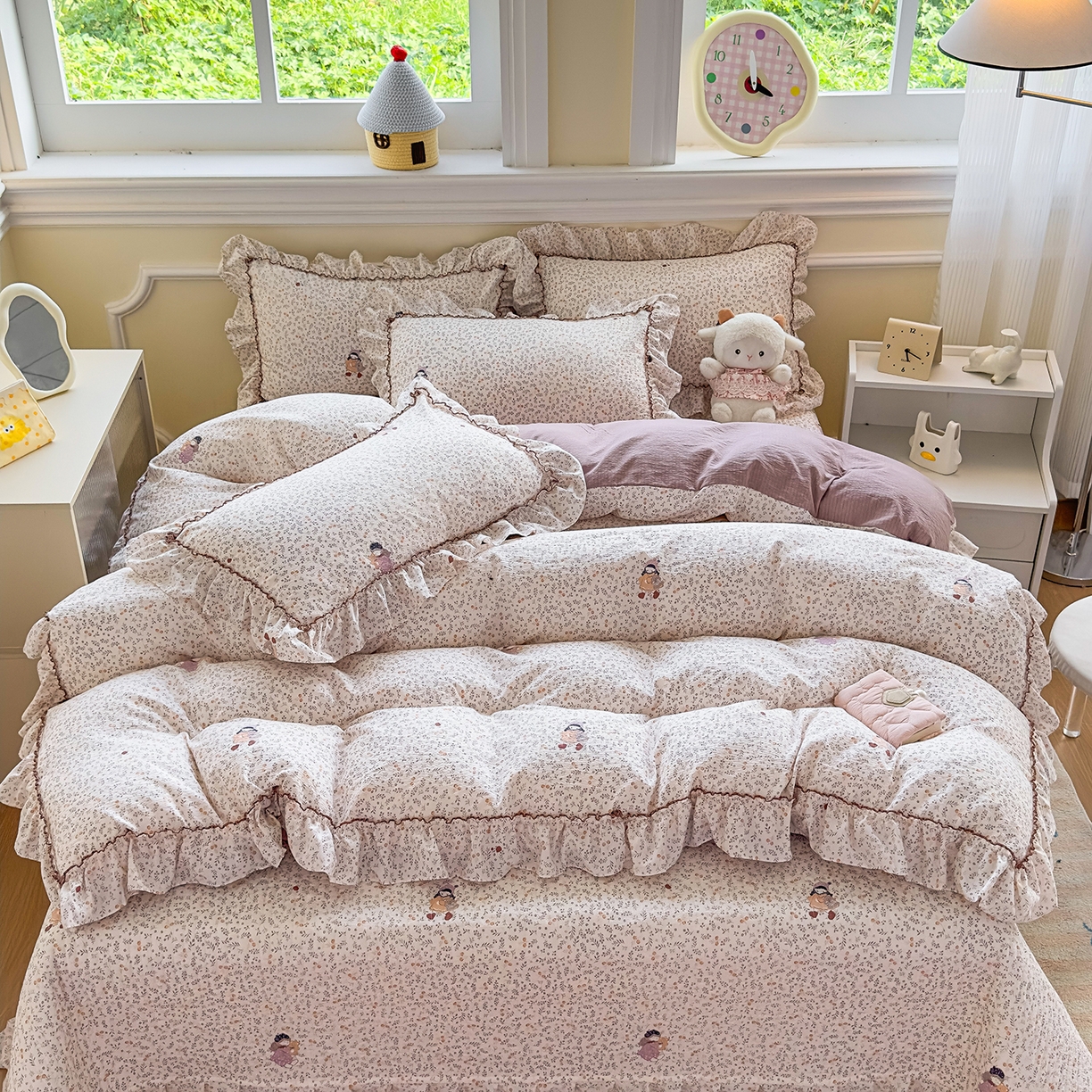 91家纺网 家纺一手货源 找家纺 （总）星光耀 2026春夏新品加厚皱皱纱床盖四件套系列