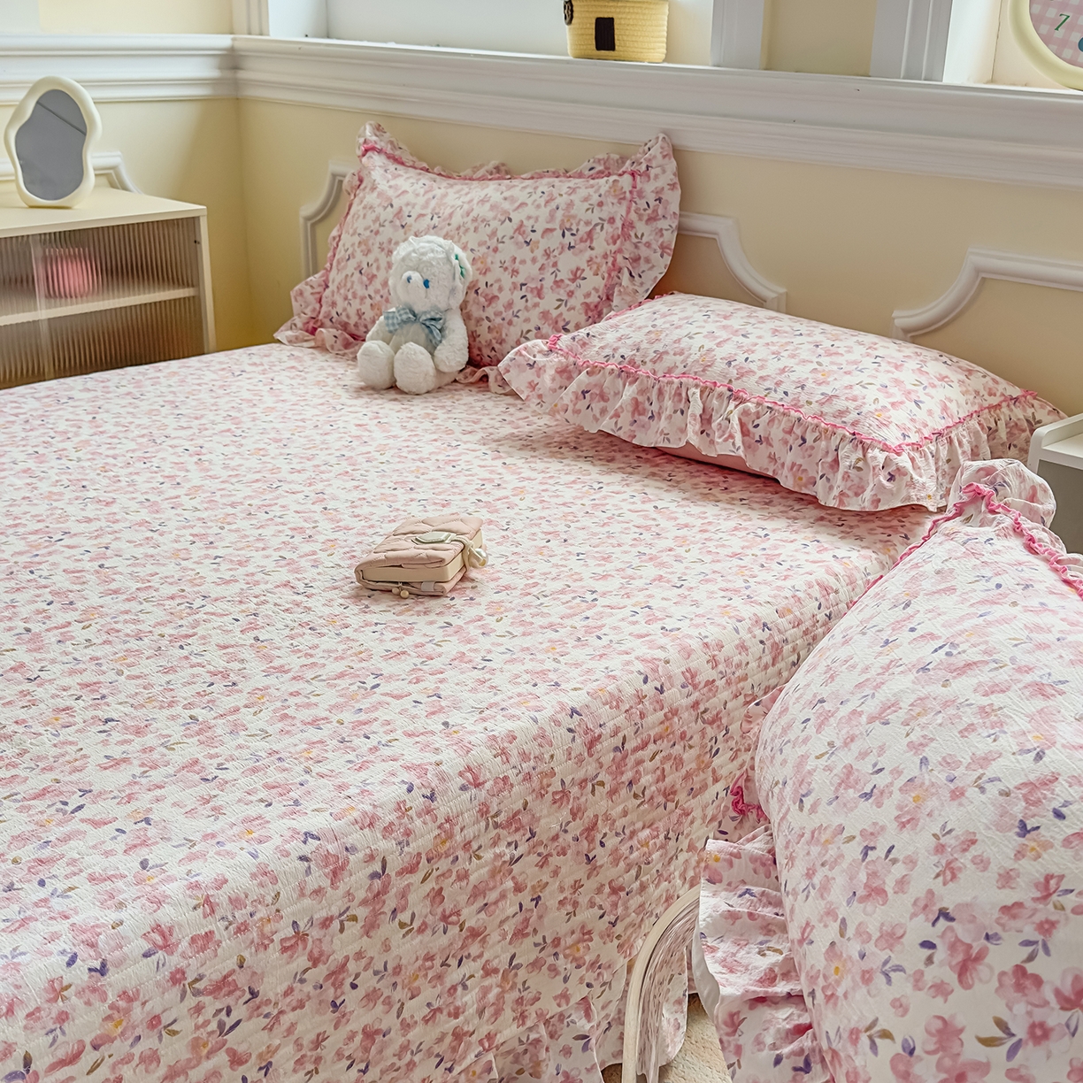 91家纺网 家纺一手货源 找家纺 （总）星光耀 2026春夏新品加厚皱皱纱床盖四件套系列