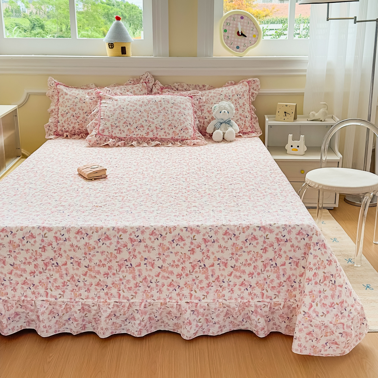 91家纺网 家纺一手货源 找家纺 （总）星光耀 2026春夏新品加厚皱皱纱床盖四件套系列