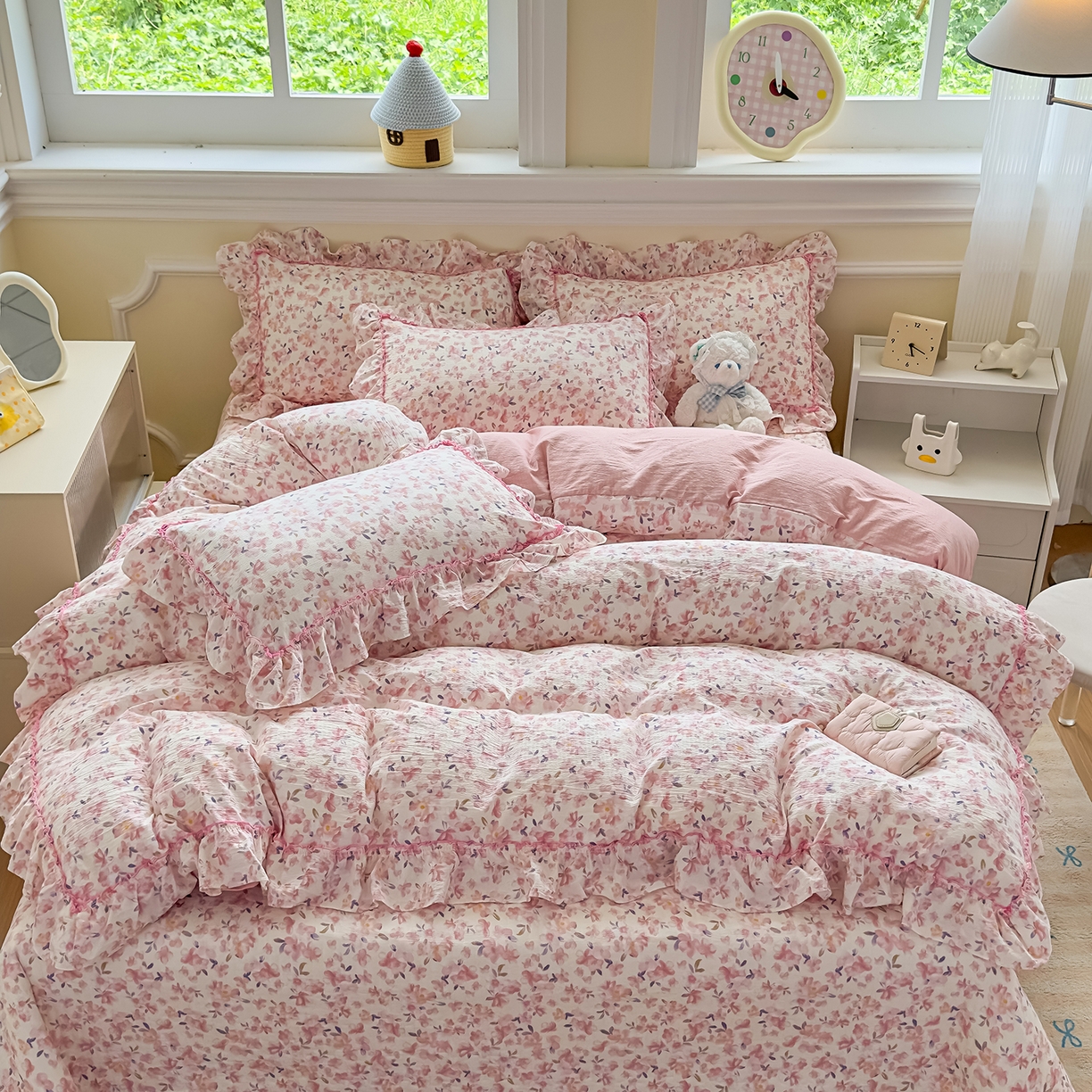 91家纺网 家纺一手货源 找家纺 （总）星光耀 2026春夏新品加厚皱皱纱床盖四件套系列