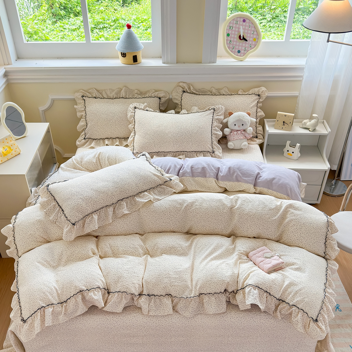 91家纺网 家纺一手货源 找家纺 （总）星光耀 2026春夏新品加厚皱皱纱床盖四件套系列