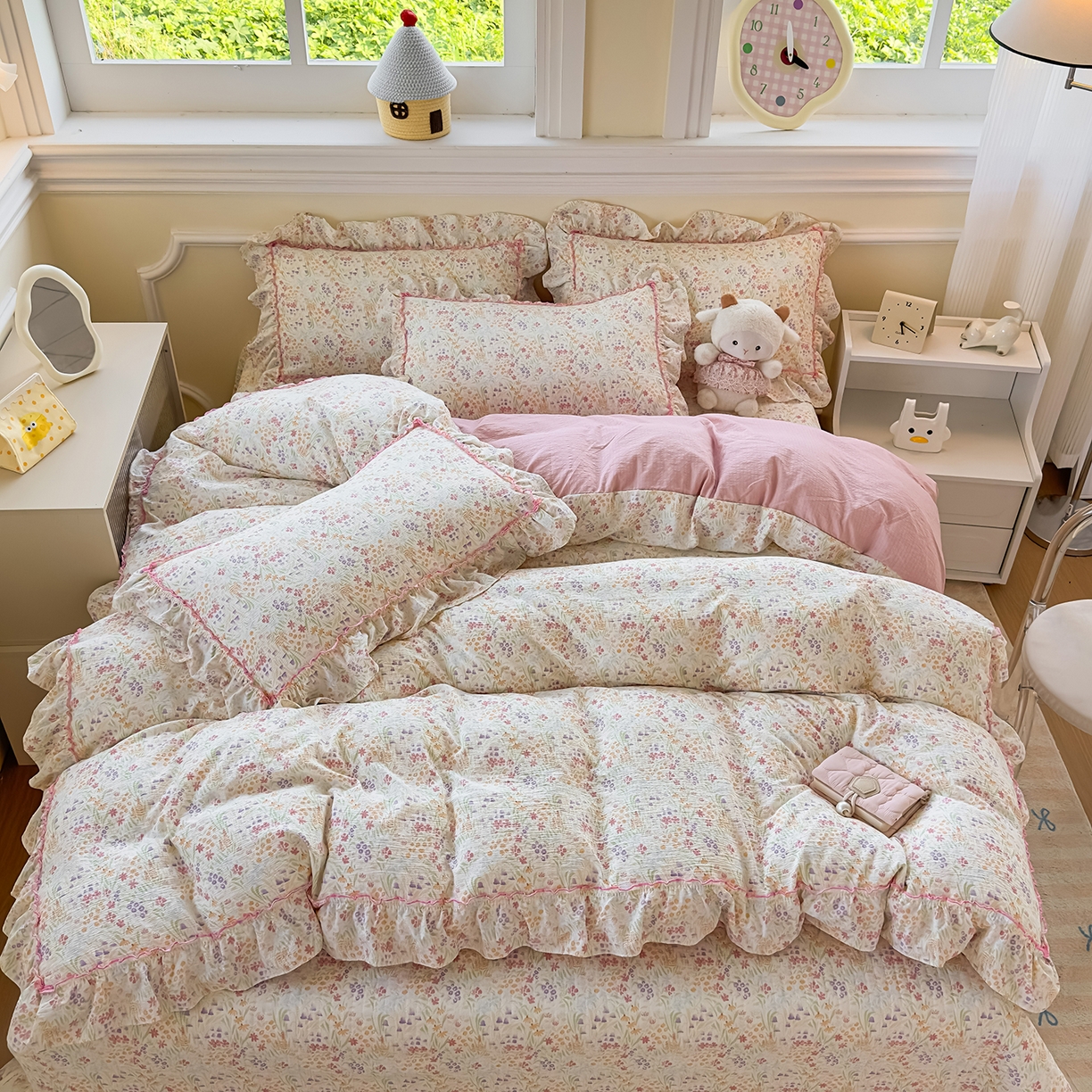 91家纺网 家纺一手货源 找家纺 （总）星光耀 2026春夏新品加厚皱皱纱床盖四件套系列