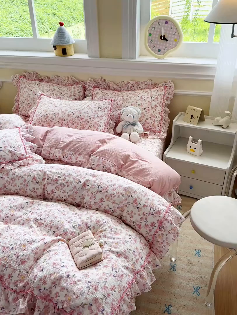 91家纺网 家纺一手货源 找家纺 （总）星光耀 2026春夏新品加厚皱皱纱床盖四件套系列