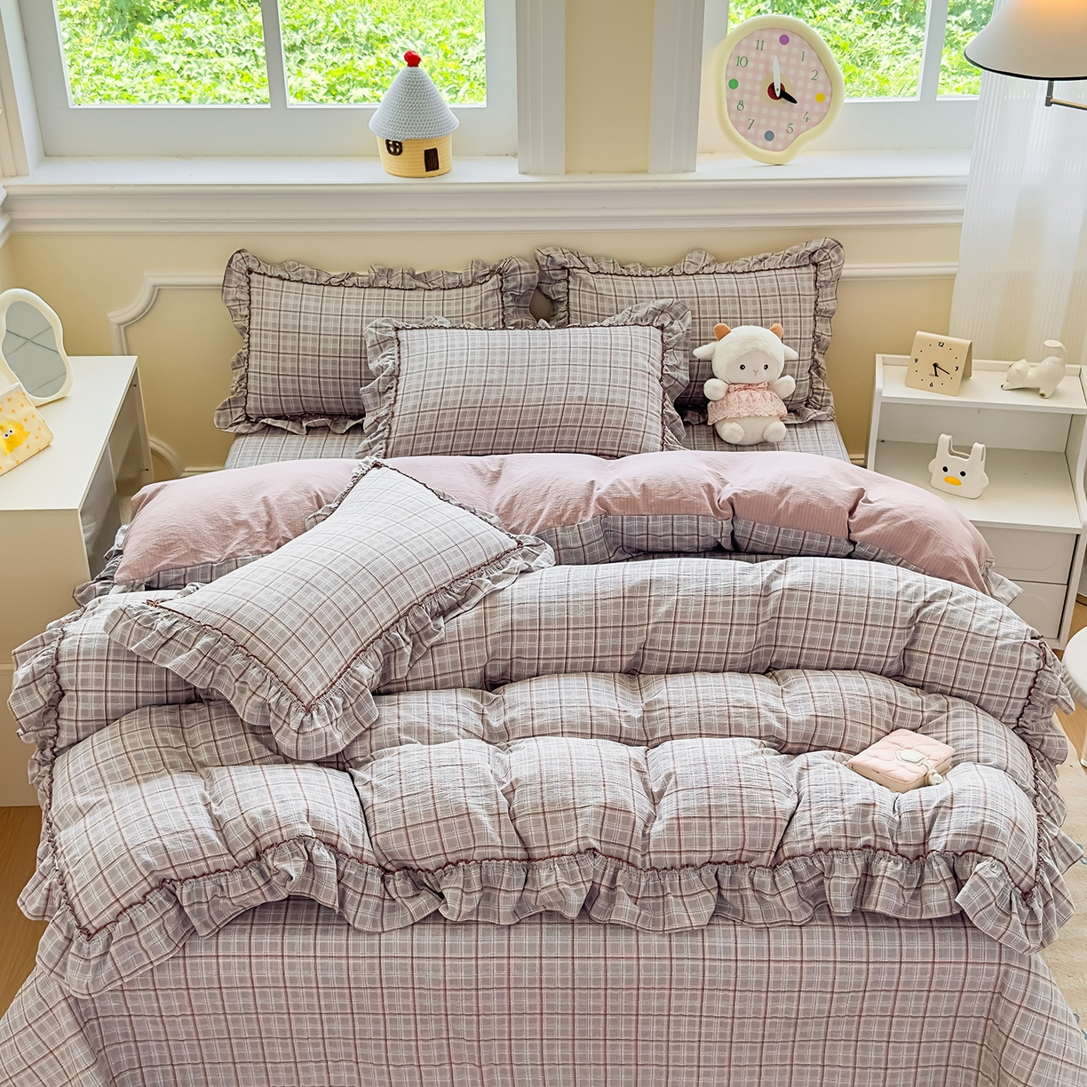 91家纺网 家纺一手货源 找家纺 （总）星光耀 2026春夏新品加厚皱皱纱床盖四件套系列