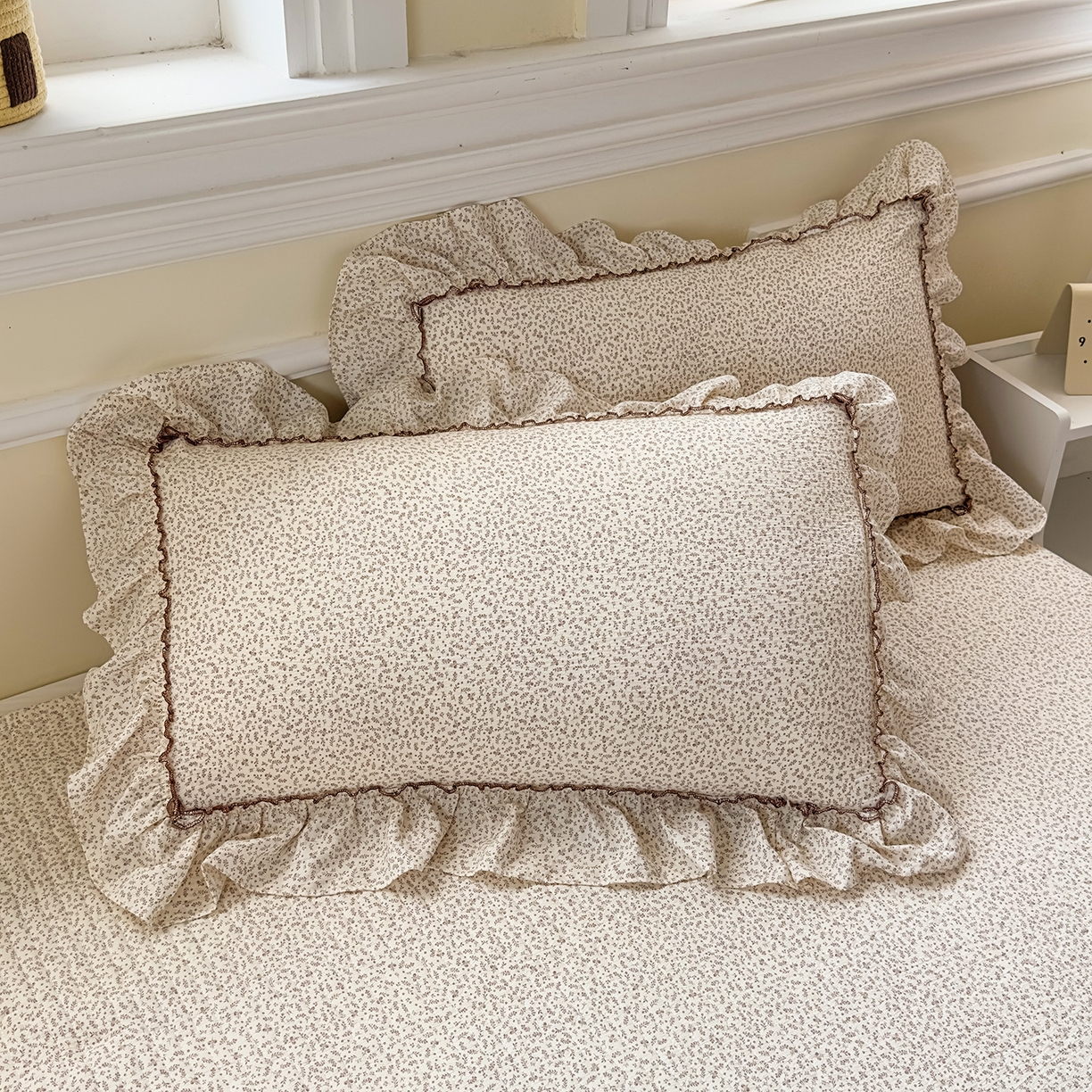 91家纺网 家纺一手货源 找家纺 星光耀 2026春夏新品加厚皱皱纱床盖四件套系列 小美好-咖