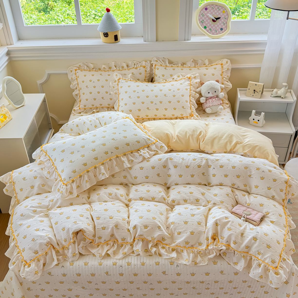 91家纺网 家纺一手货源 找家纺 （总）星光耀 2026春夏新品加厚皱皱纱床盖四件套系列