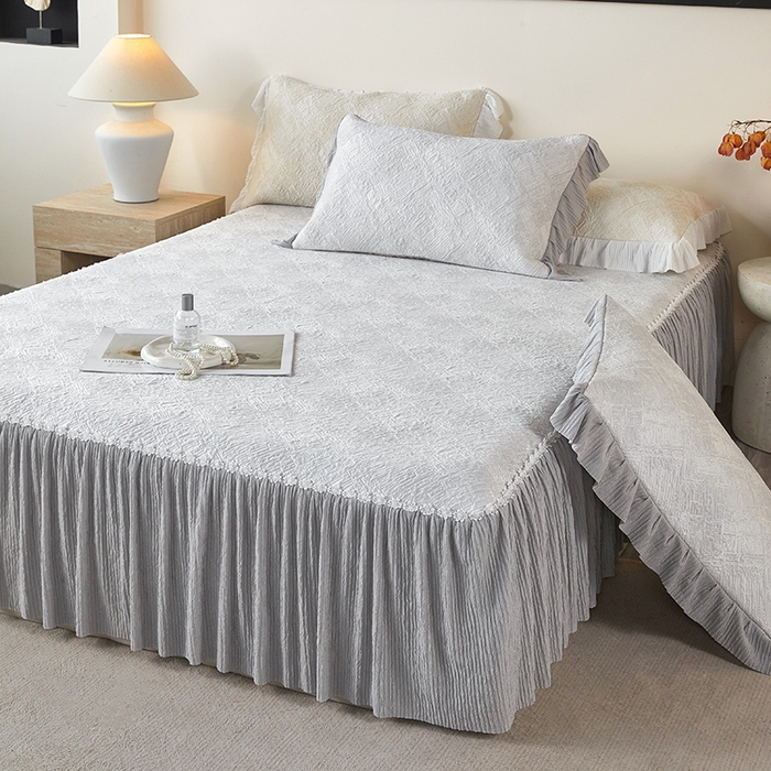 91家纺网 家纺一手货源 找家纺 （总）桂雅居 2026新款进口高分子素夏轻居床裙床笠款凉席三件套（会员减15 控价：不低于298（券后））