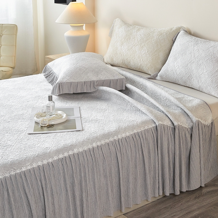 91家纺网 家纺一手货源 找家纺 （总）桂雅居 2026新款进口高分子素夏轻居床裙床笠款凉席三件套（会员减15 控价：不低于298（券后））