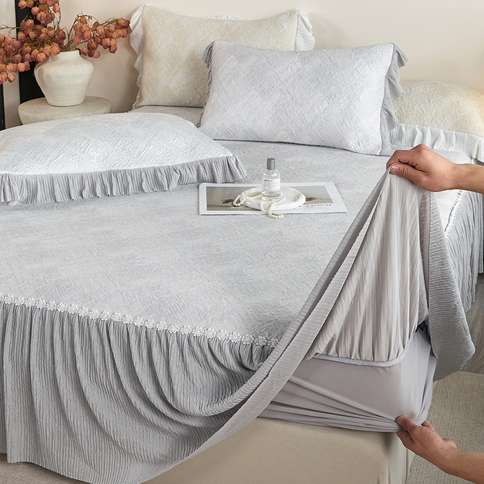 91家纺网 家纺一手货源 找家纺 （总）桂雅居 2026新款进口高分子素夏轻居床裙床笠款凉席三件套（会员减15 控价：不低于298（券后））