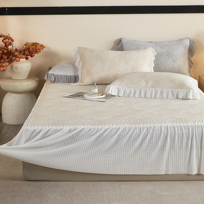 91家纺网 家纺一手货源 找家纺 桂雅居 2026新款进口高分子素夏轻居床裙床笠款凉席三件套（会员减15 控价：不低于298（券后）） 米咖色