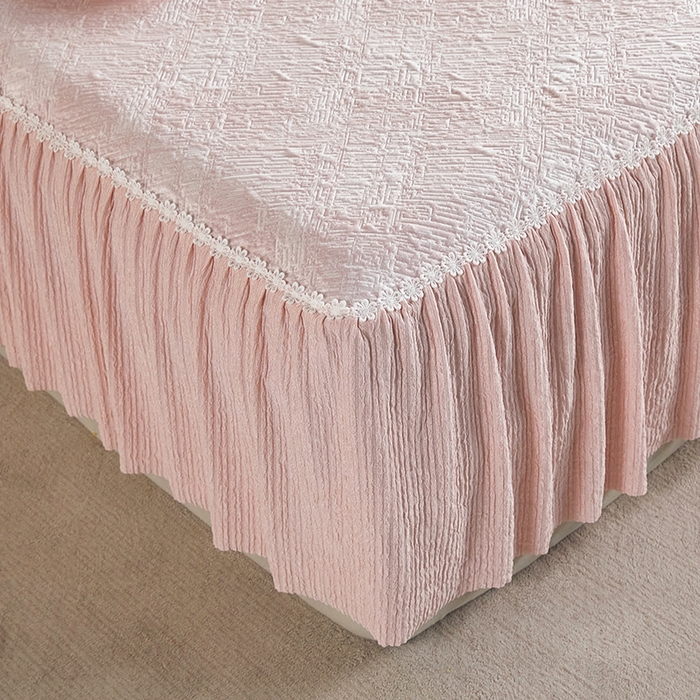 91家纺网 家纺一手货源 找家纺 桂雅居 2026新款进口高分子素夏轻居床裙床笠款凉席三件套（会员减15 控价：不低于298（券后）） 温柔粉