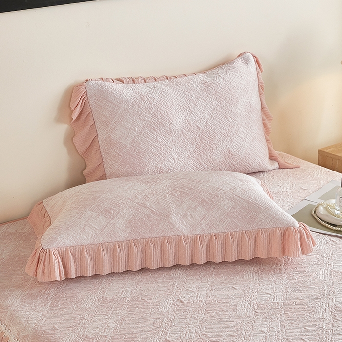 91家纺网 家纺一手货源 找家纺 桂雅居 2026新款进口高分子素夏轻居床裙床笠款凉席三件套（会员减15 控价：不低于298（券后）） 温柔粉