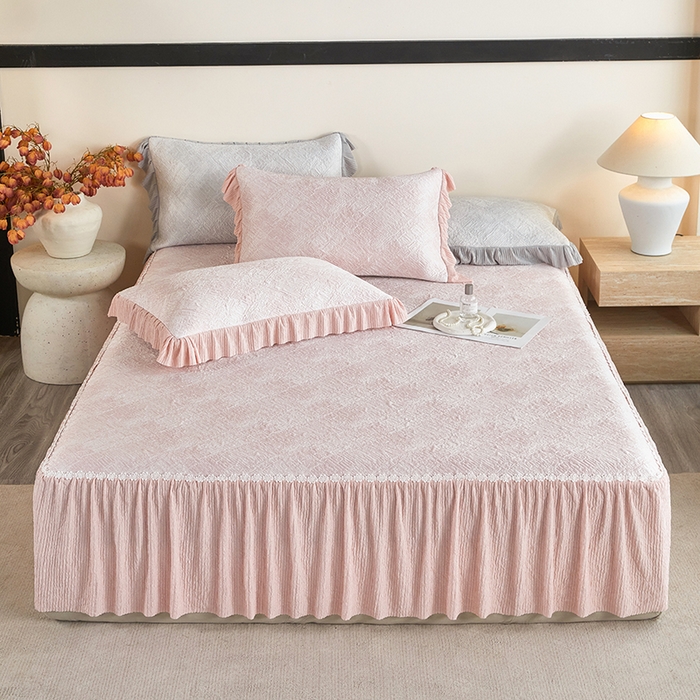 桂雅居 2026新款进口高分子素夏轻居床裙床笠款凉席三件套（会员减15 控价：不低于298（券后）） 温柔粉