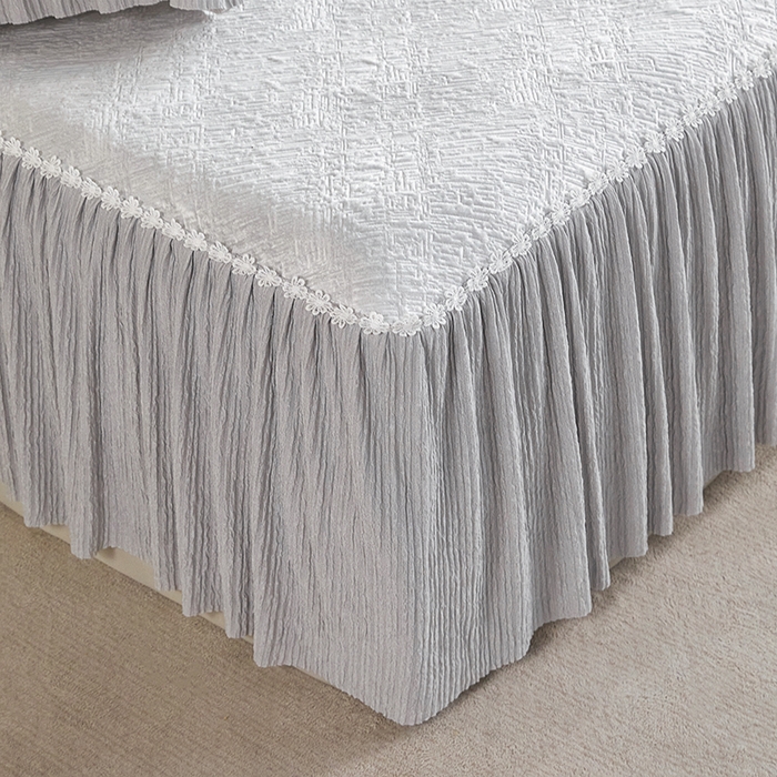 91家纺网 家纺一手货源 找家纺 桂雅居 2026新款进口高分子素夏轻居床裙床笠款凉席三件套（会员减15 控价：不低于298（券后）） 素雅灰