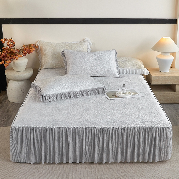 桂雅居 2026新款进口高分子素夏轻居床裙床笠款凉席三件套（会员减15 控价：不低于298（券后）） 素雅灰