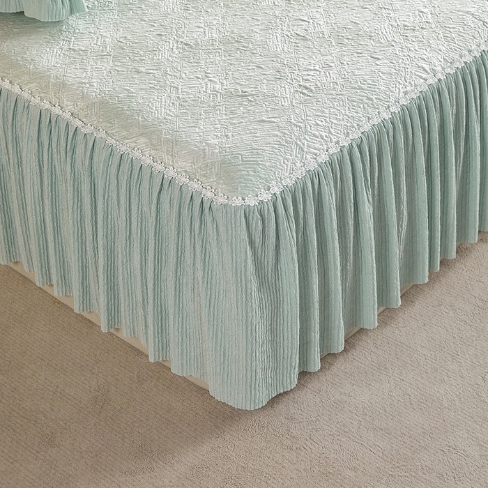 91家纺网 家纺一手货源 找家纺 桂雅居 2026新款进口高分子素夏轻居床裙床笠款凉席三件套（会员减15 控价：不低于298（券后）） 清新绿