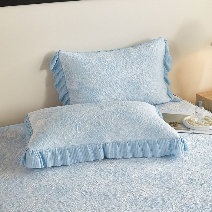 91家纺网 家纺一手货源 找家纺 桂雅居 2026新款进口高分子素夏轻居床裙床笠款凉席三件套（会员减15 控价：不低于298（券后）） 薄荷蓝