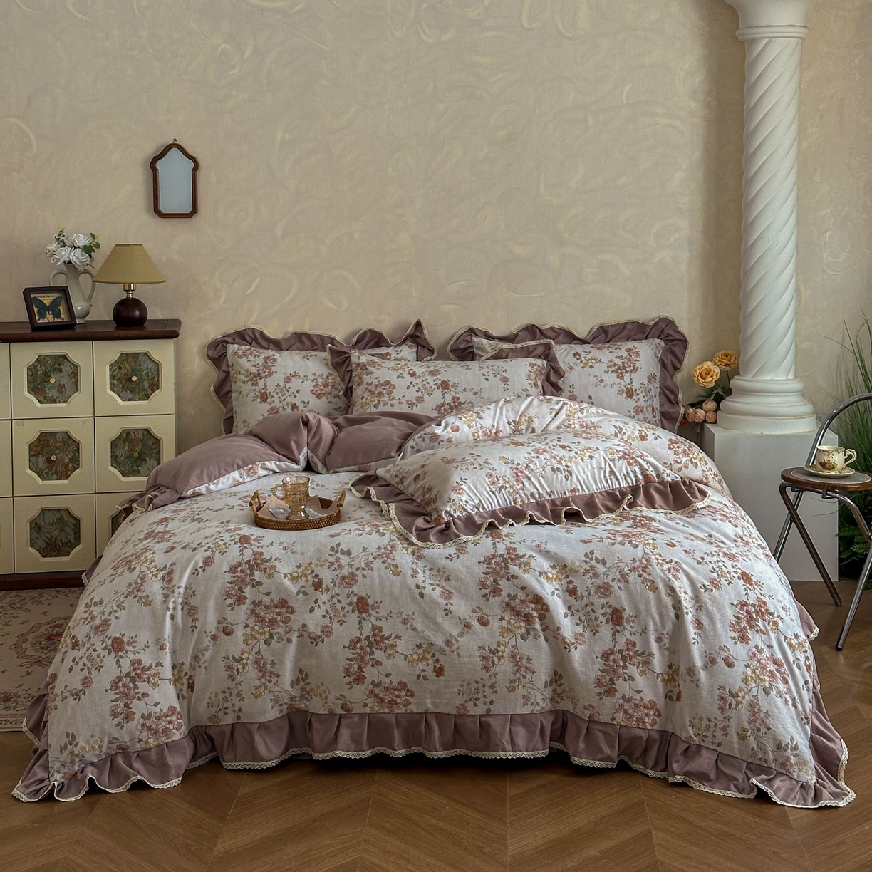 91家纺网 家纺一手货源 找家纺 星光耀 2026新款A类高克重斜纹云柔棉床盖四件套 边庭