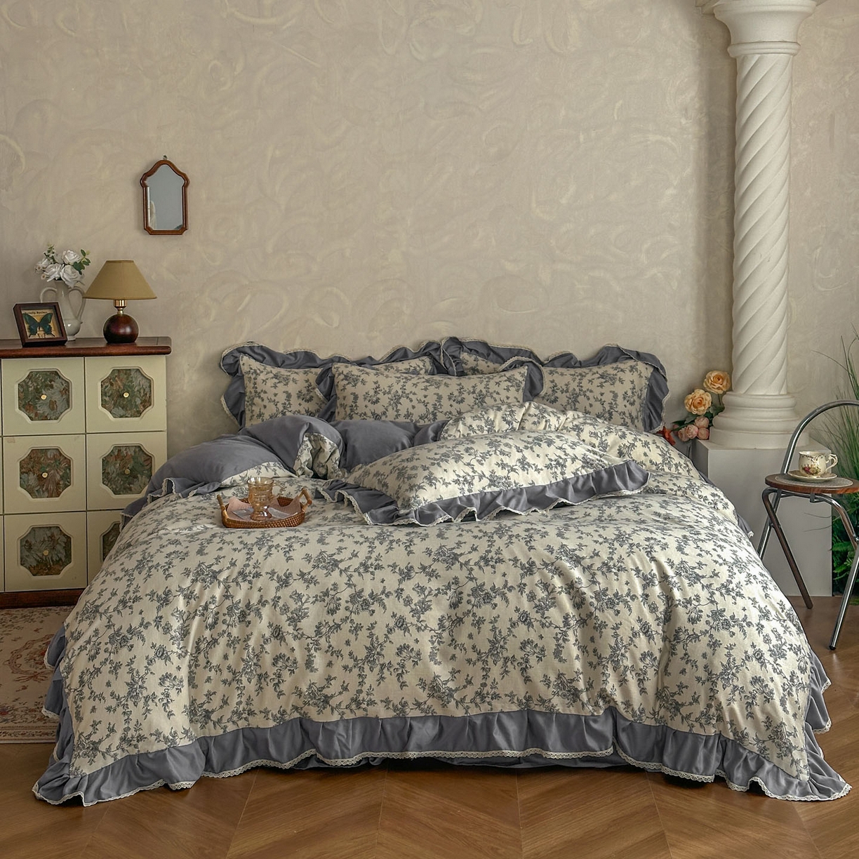 91家纺网 家纺一手货源 找家纺 星光耀 2026新款A类高克重斜纹云柔棉床盖四件套 禅弥