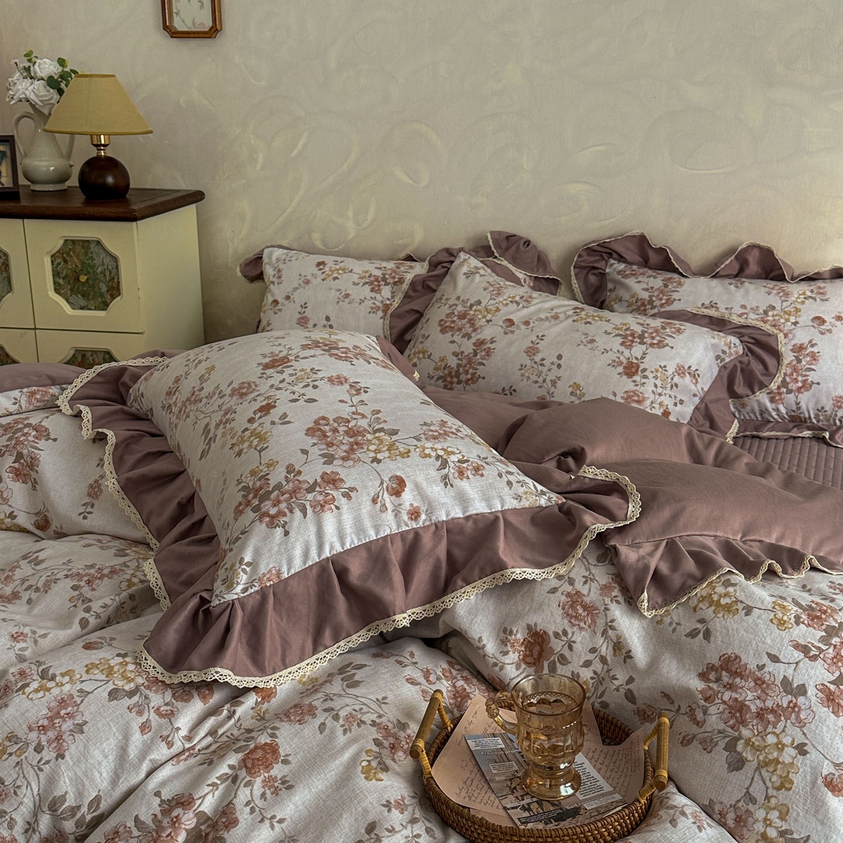 91家纺网 家纺一手货源 找家纺 星光耀 2026新款A类高克重斜纹云柔棉床盖四件套 边庭