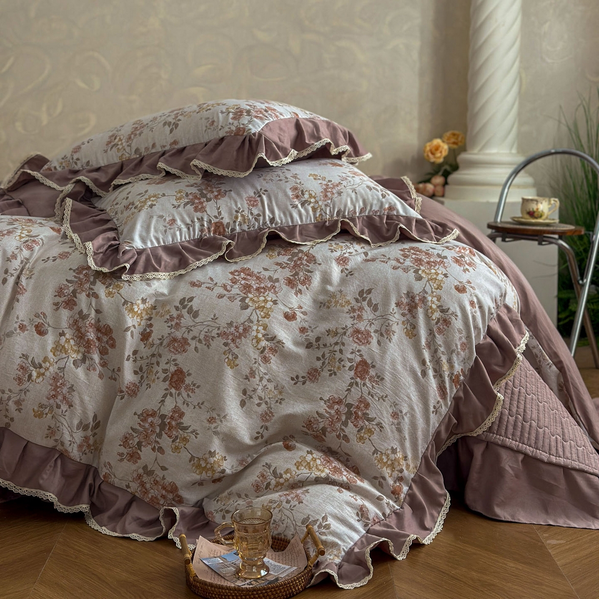 91家纺网 家纺一手货源 找家纺 星光耀 2026新款A类高克重斜纹云柔棉床盖四件套 边庭