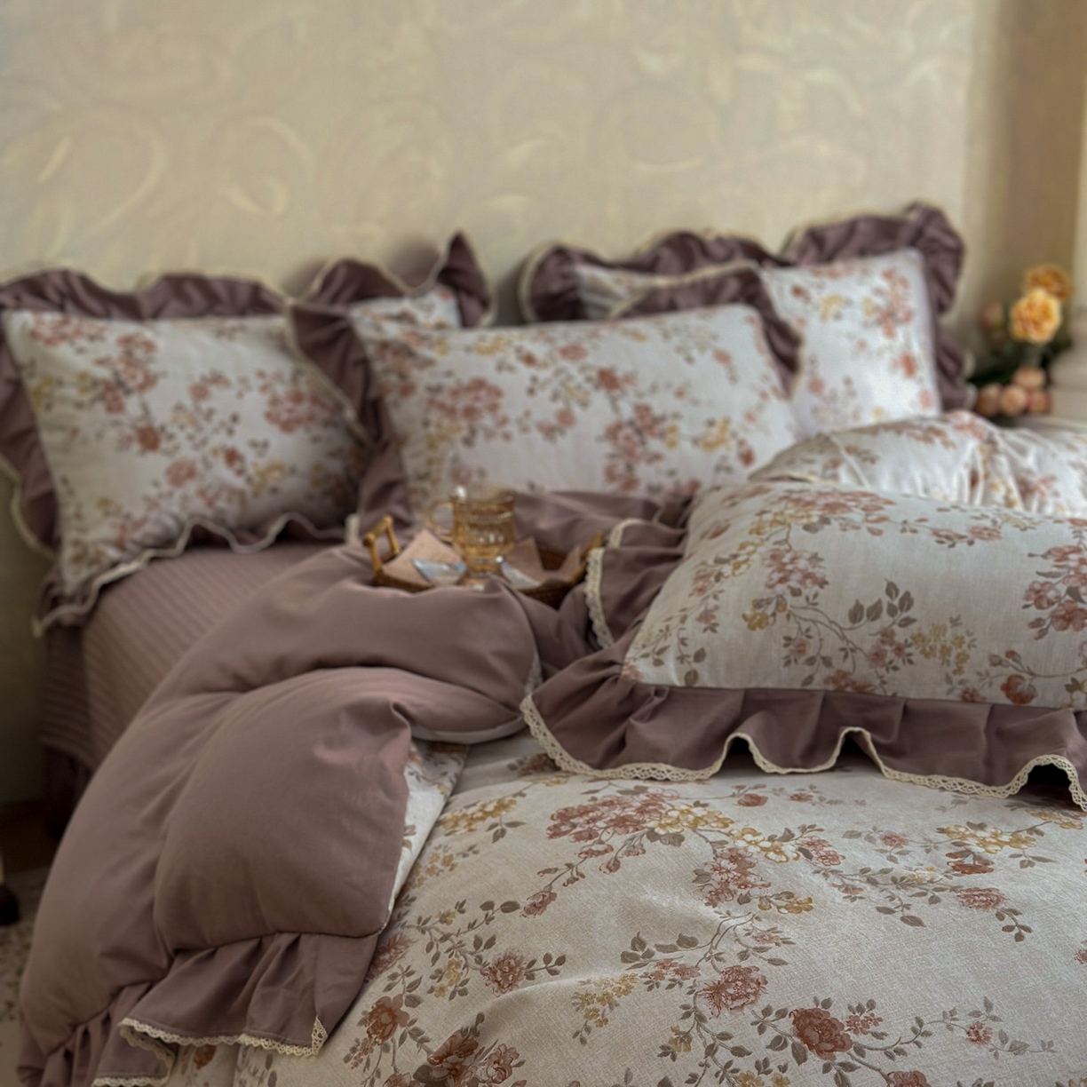 91家纺网 家纺一手货源 找家纺 星光耀 2026新款A类高克重斜纹云柔棉床盖四件套 边庭