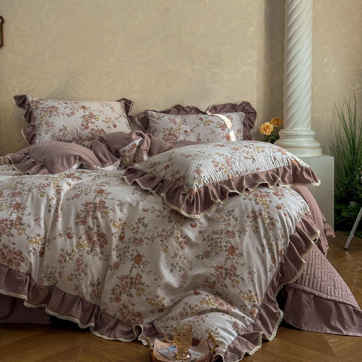 91家纺网 家纺一手货源 找家纺 星光耀 2026新款A类高克重斜纹云柔棉床盖四件套 边庭