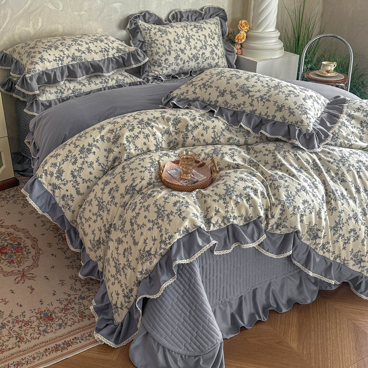 91家纺网 家纺一手货源 找家纺 星光耀 2026新款A类高克重斜纹云柔棉床盖四件套 禅弥