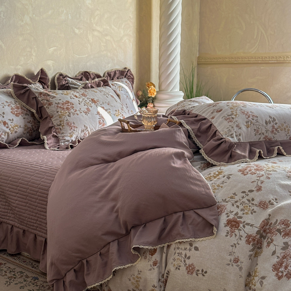 91家纺网 家纺一手货源 找家纺 星光耀 2026新款A类高克重斜纹云柔棉床盖四件套 边庭