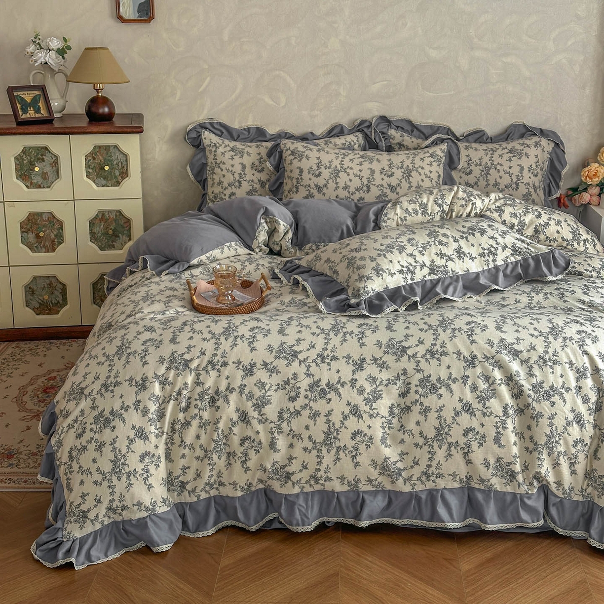 91家纺网 家纺一手货源 找家纺 星光耀 2026新款A类高克重斜纹云柔棉床盖四件套 禅弥