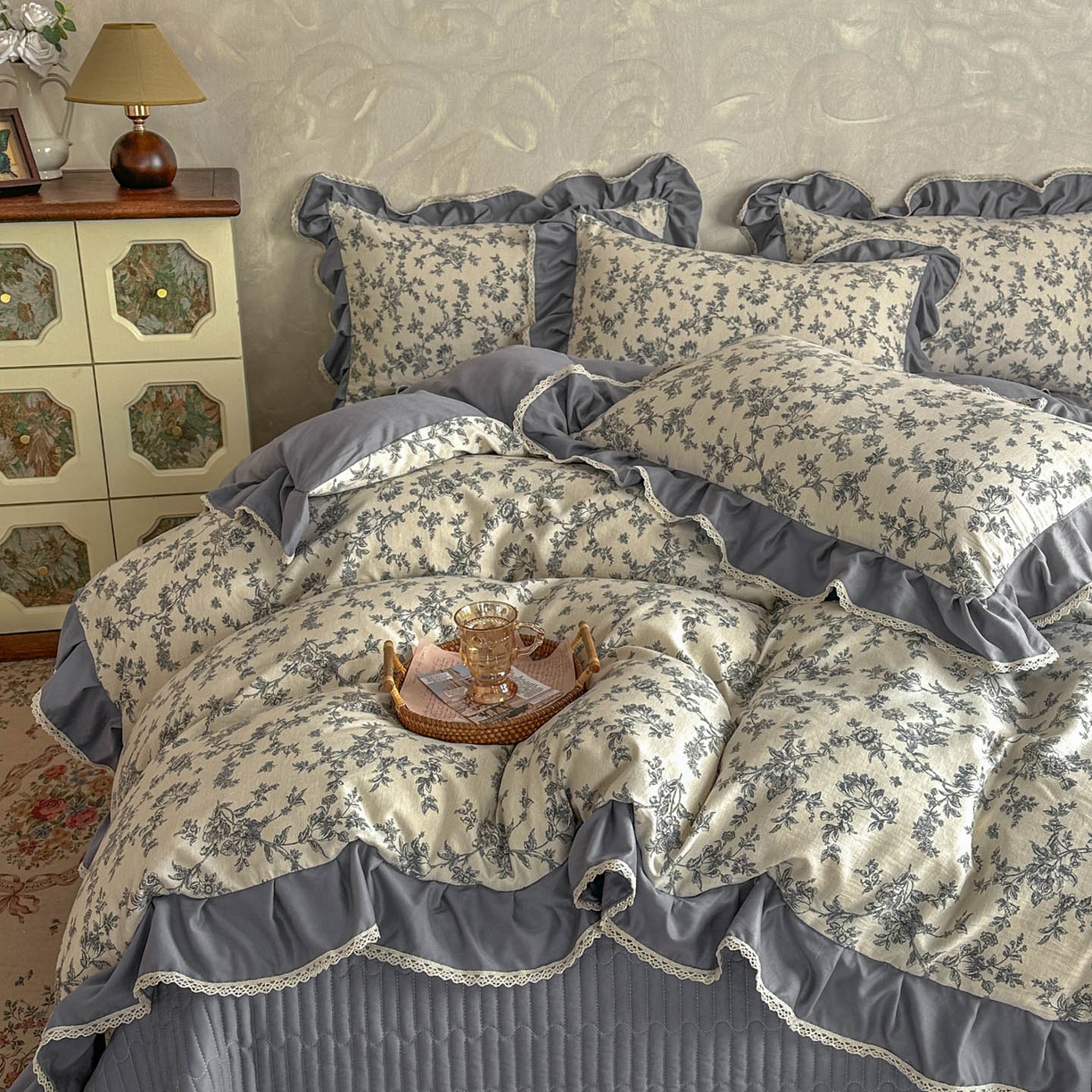 91家纺网 家纺一手货源 找家纺 星光耀 2026新款A类高克重斜纹云柔棉床盖四件套 禅弥