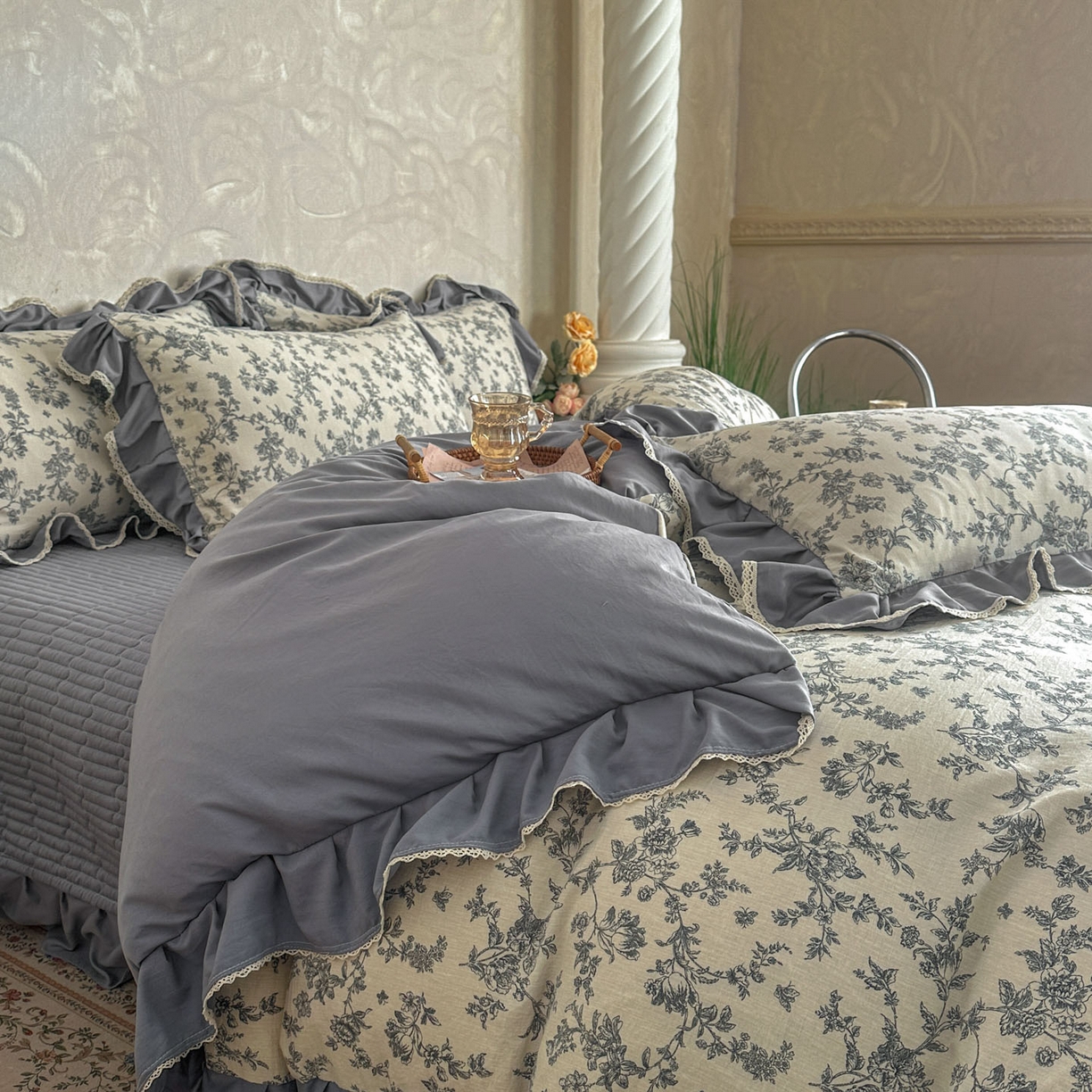 91家纺网 家纺一手货源 找家纺 星光耀 2026新款A类高克重斜纹云柔棉床盖四件套 禅弥