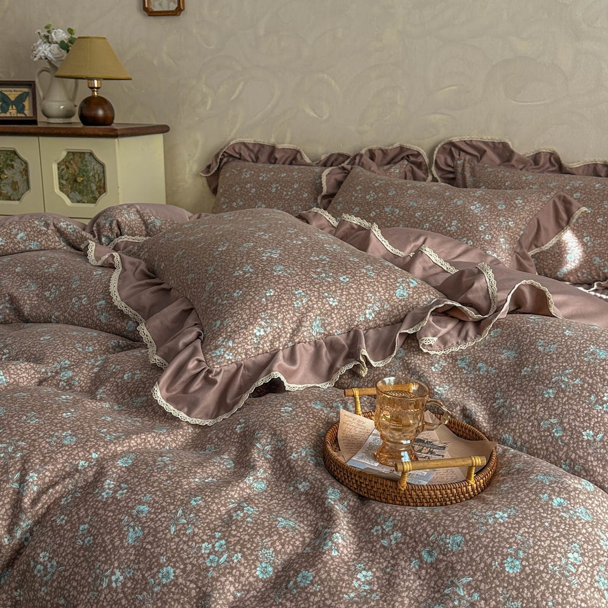 91家纺网 家纺一手货源 找家纺 星光耀 2026新款A类高克重斜纹云柔棉床盖四件套 花棠