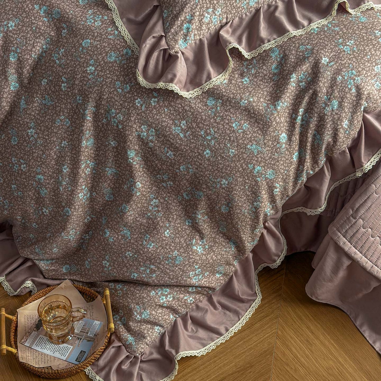 91家纺网 家纺一手货源 找家纺 星光耀 2026新款A类高克重斜纹云柔棉床盖四件套 花棠