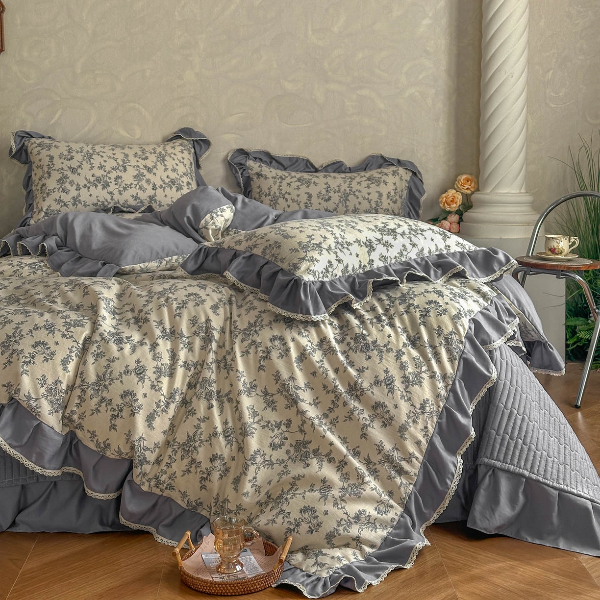 91家纺网 家纺一手货源 找家纺 星光耀 2026新款A类高克重斜纹云柔棉床盖四件套 禅弥