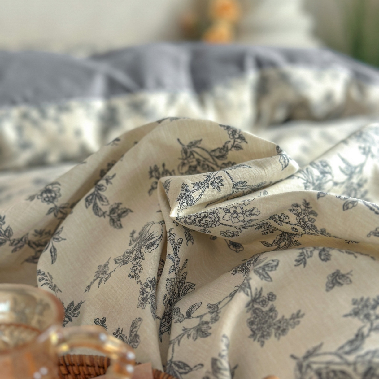 91家纺网 家纺一手货源 找家纺 星光耀 2026新款A类高克重斜纹云柔棉床盖四件套 禅弥