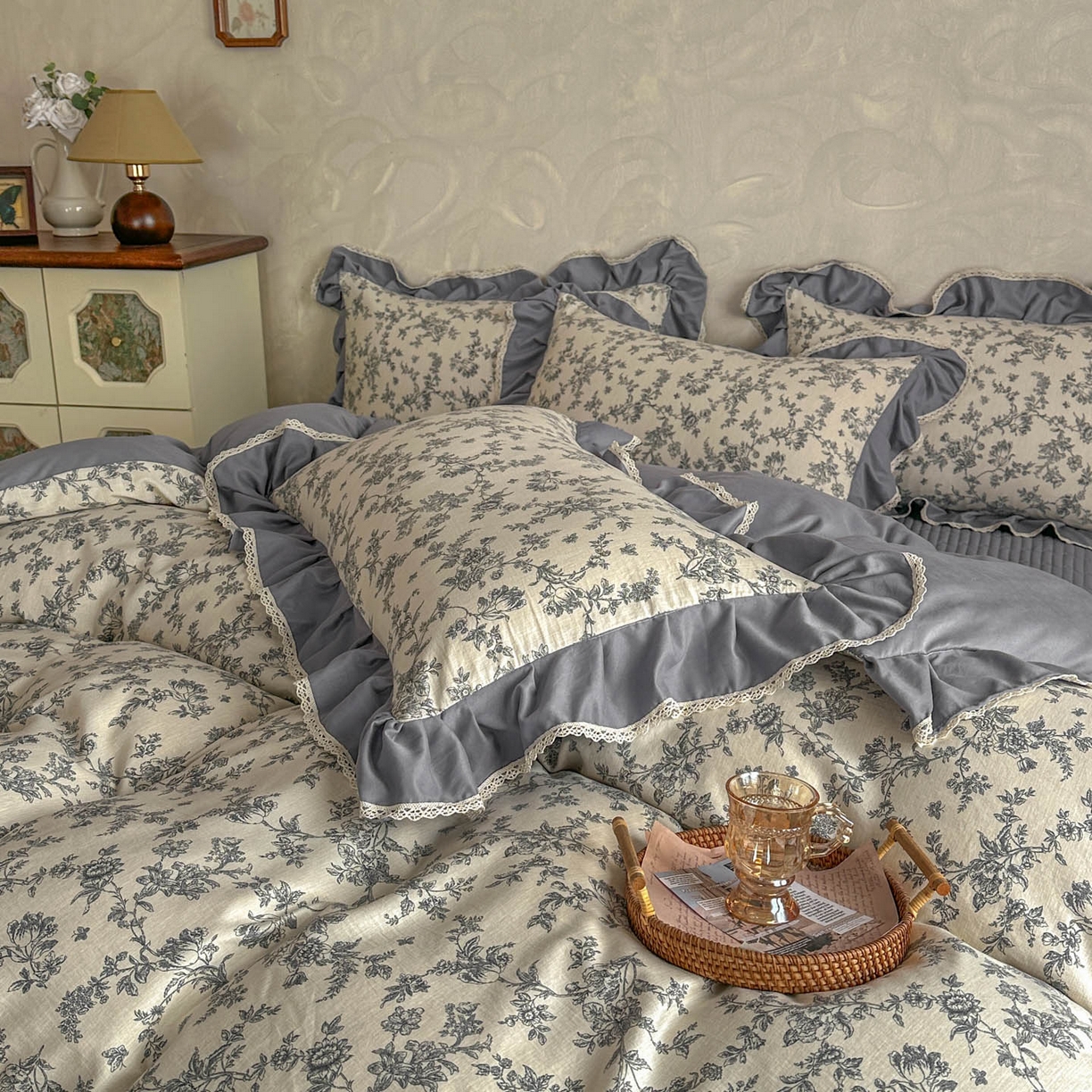 91家纺网 家纺一手货源 找家纺 星光耀 2026新款A类高克重斜纹云柔棉床盖四件套 禅弥