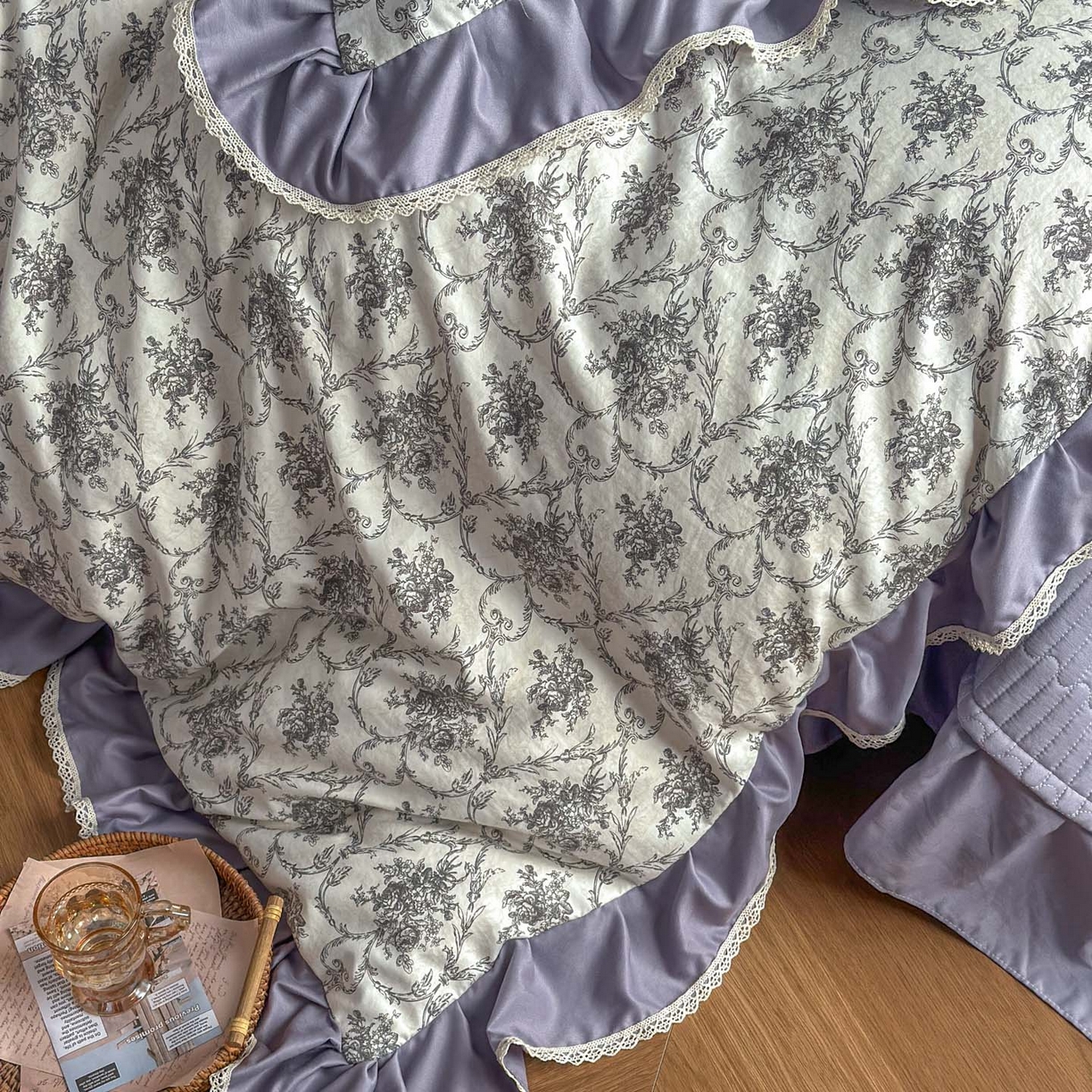 91家纺网 家纺一手货源 找家纺 星光耀 2026新款A类高克重斜纹云柔棉床盖四件套 岚语